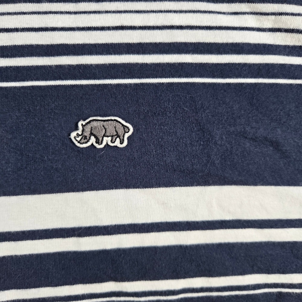 Ecko Unltd Polo Shirt Mens XXL Navy Blue Striped Short Sleeve Rhino Logo - Picture 2 of 7
